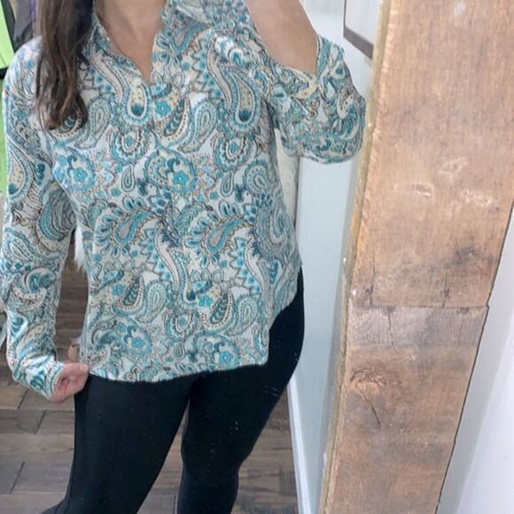 Jones New York Country paisley button down top size medium/large - Picture 5 of 10